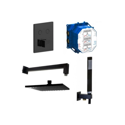 Душевой набор Paffoni Compact-T Quadro, черный матовый (Kit Compact-T Quadro Nero)